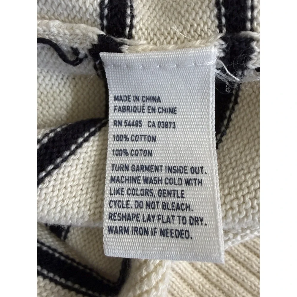 American Eagle Men M Striped Mock Neck Sweater Cotton Button Pullover Nautical